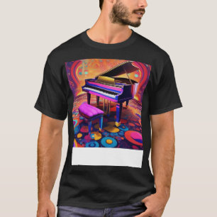 A Piano With A Colourful and Psychedelic Backgroun T-Shirt