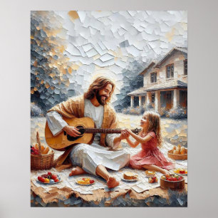 A Picnic Together, Christian Art, Jesus and Girl  Poster