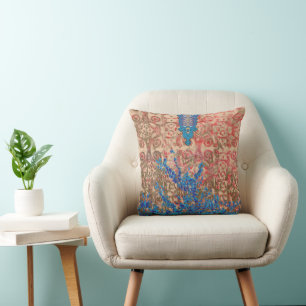 a picture of a blue and beige scarf cushion