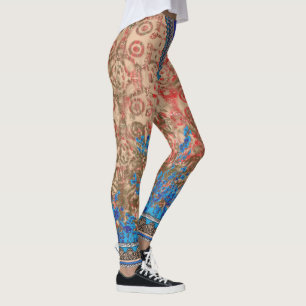 a picture of a blue and beige scarf leggings