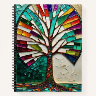 a picture of a tree made out of stained glass notebook