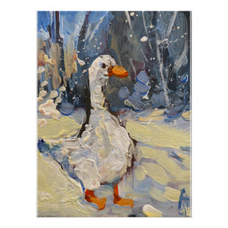 a picturesque goose in winter poster