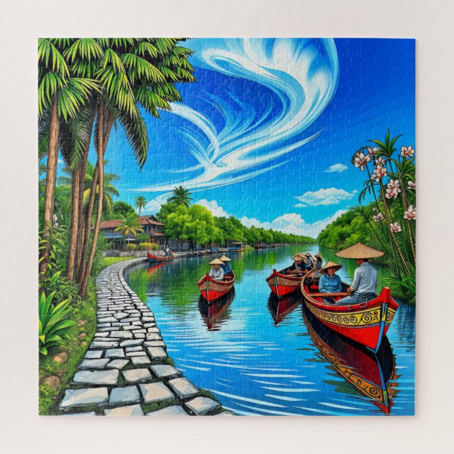 A picturesque riverside  jigsaw puzzle (Vertical)