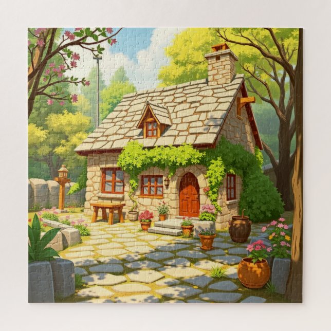 A picturesque stone cottage jigsaw puzzle (Vertical)