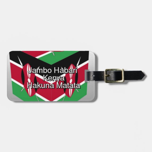 A Piece of Kenya: Kenyan Flag Cube with Greeting Luggage Tag (Front Horizontal)