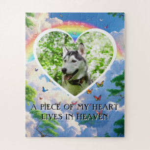A Piece of My Heart Lives in Heaven Dog Memorial Jigsaw Puzzle