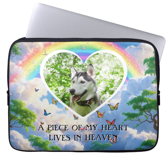 A Piece of My Heart Lives in Heaven Dog Memorial Laptop Sleeve (Front)