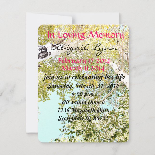 A piece of the sky funeral invitation (Front)