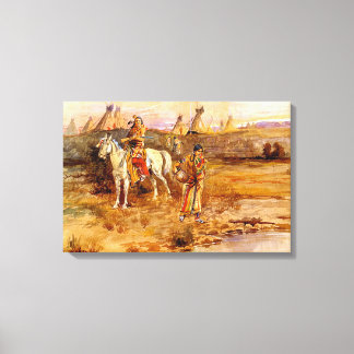 A Piegan Flirtation by Charles M. Russell Canvas Print