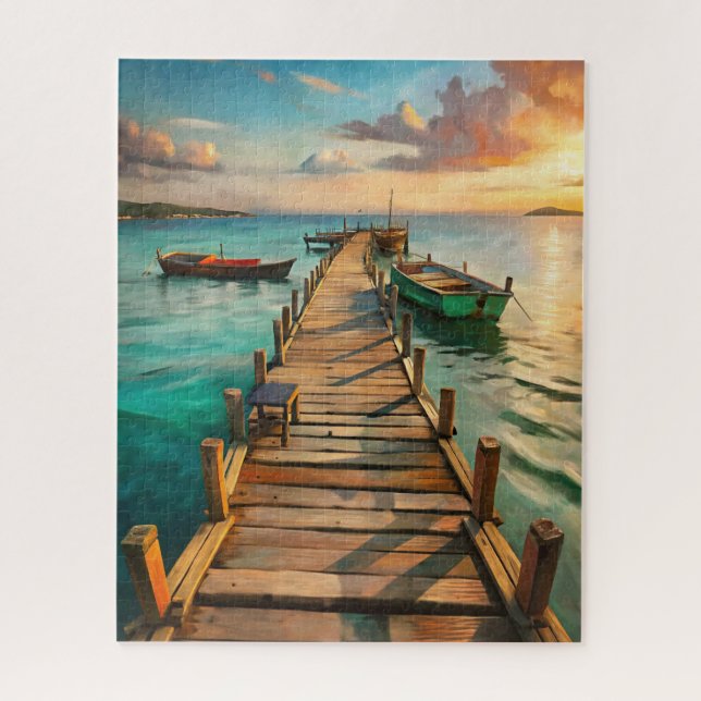 A Pier with Boats Jigsaw Puzzle (Vertical)