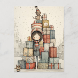 A Pile Of Christmas Presents Holiday Postcard