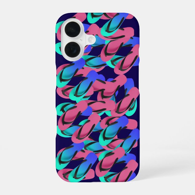 A Pile Of Flip Flops Fun Blue  iPhone 16 Case (Back)
