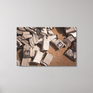 A pile of Meals Ready to Eat Canvas Print