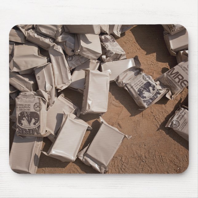 A pile of Meals Ready to Eat Mouse Mat (Front)