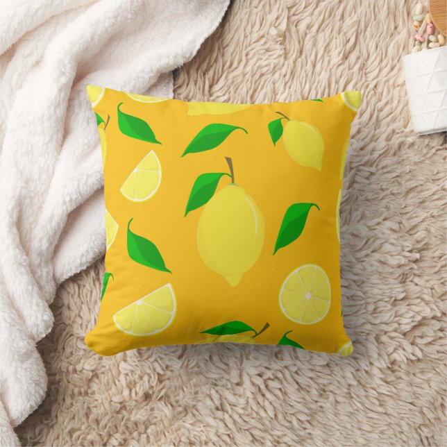 A pillow with a lemon pattern (Blanket)