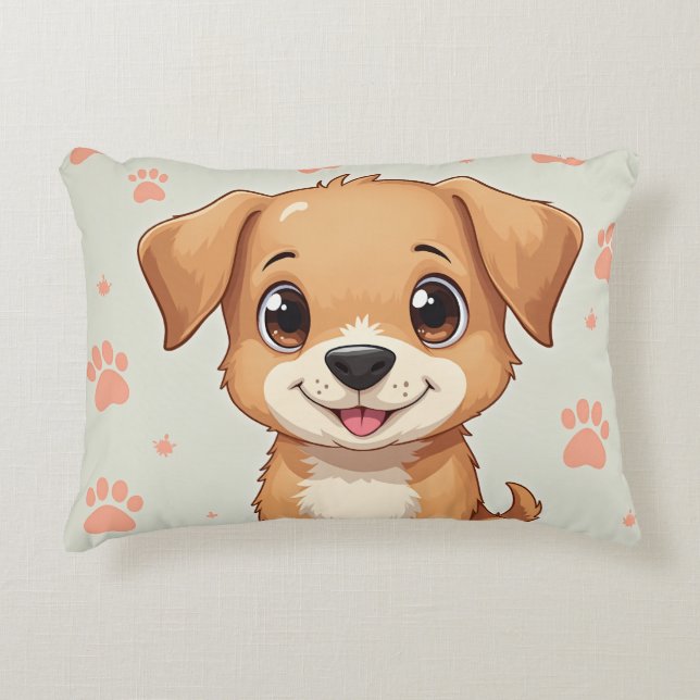 A pillow with a puppy and a footprint (Front)
