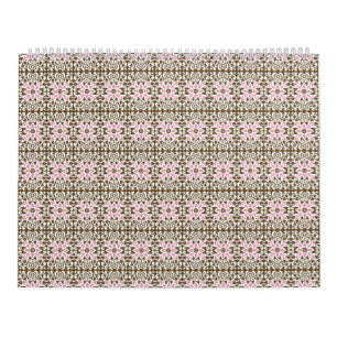 a pink and brown pattern on a white background calendar