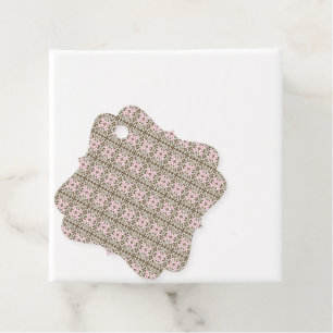 a pink and brown pattern on a white background favour tags