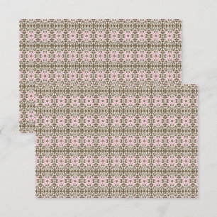 a pink and brown pattern on a white background thank you card