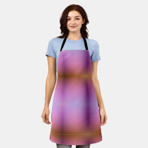 A pink and brown tie-dye apron is shown twice