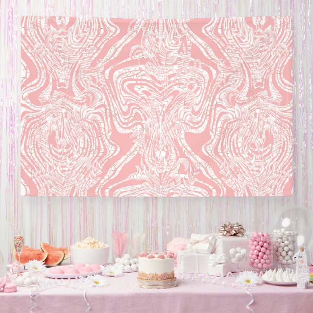 a pink and white abstract design on a white backgr banner (Party)