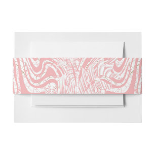 a pink and white abstract design on a white backgr invitation belly band