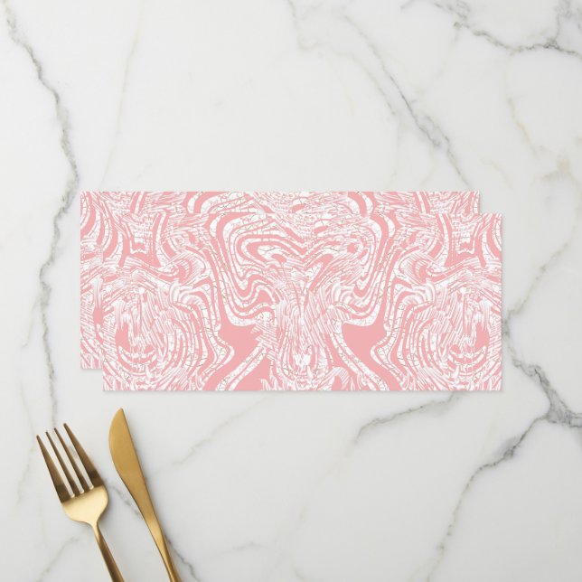 a pink and white abstract design on a white backgr menu (Front/Back In Situ)