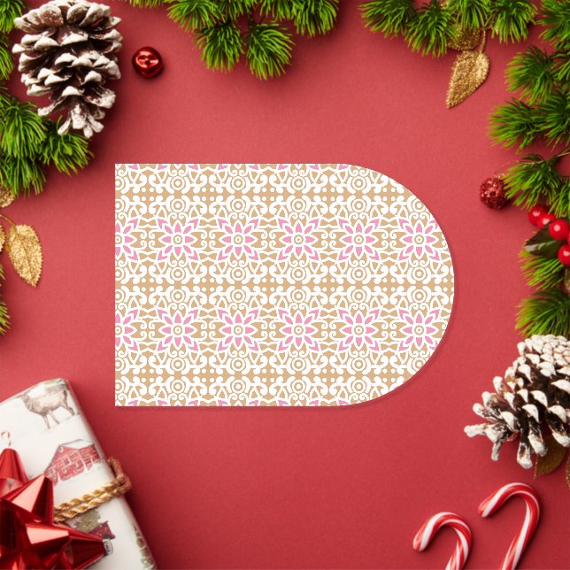 a pink and white flower pattern on a brown backgro acrylic invitations (Insitu (Holiday))