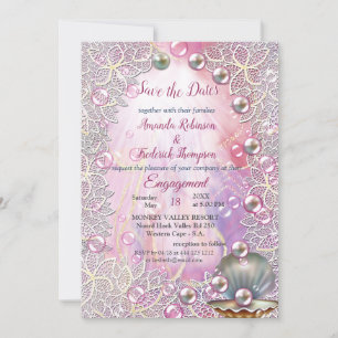 A Pink and White Marble Finish with Brushed Gold  Invitation