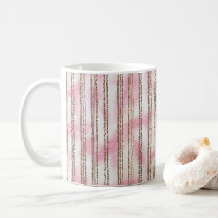 a pink and white striped background coffee mug