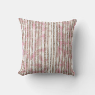 a pink and white striped background cushion