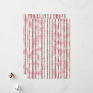 a pink and white striped background holiday card