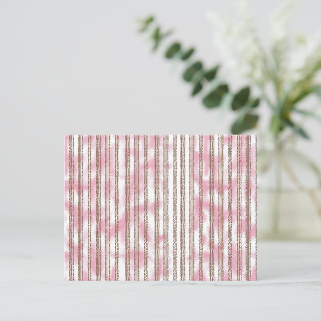 a pink and white striped background postcard (Standing Front)