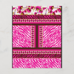 a pink and white wallpaper with a cross on it flyer