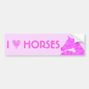 A Pink Arabian Horse Head I Heart Horses Bumper Sticker