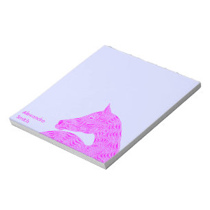 A Pink Arabian Horse Head Personalised Light Blue Notepad