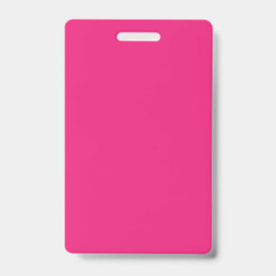 a pink background with a black border ID badge