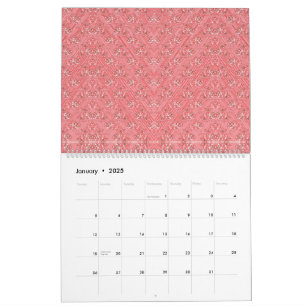 a pink background with a pattern in the middle_ calendar
