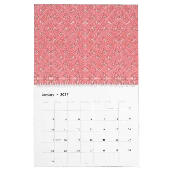 a pink background with a pattern in the middle_ calendar (Jan 2027)