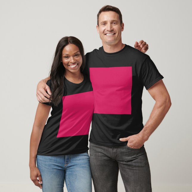 a pink background with a white border T-Shirt (Unisex)