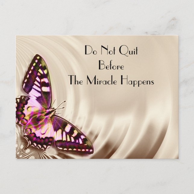 A pink butterfly on a cream satin background postcard (Front)