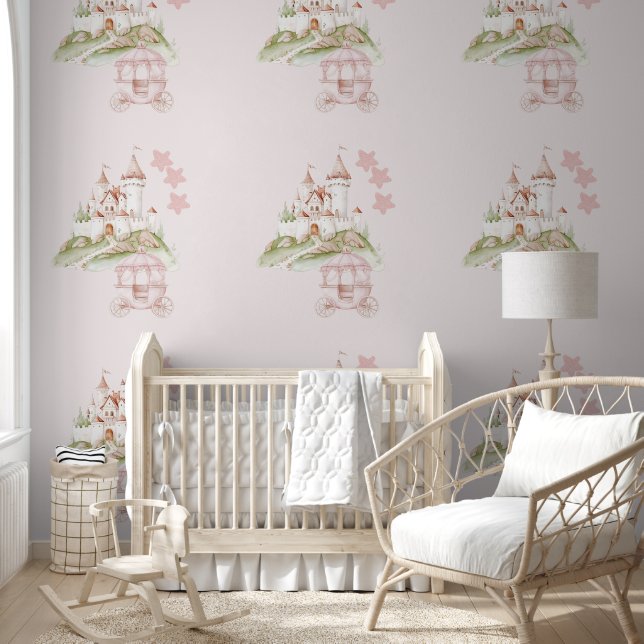 A Pink Castle for a Princess Peel & Stick  Wallpaper (Kids)