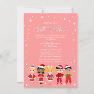 A Pink Christmas Birthday Party Invitation