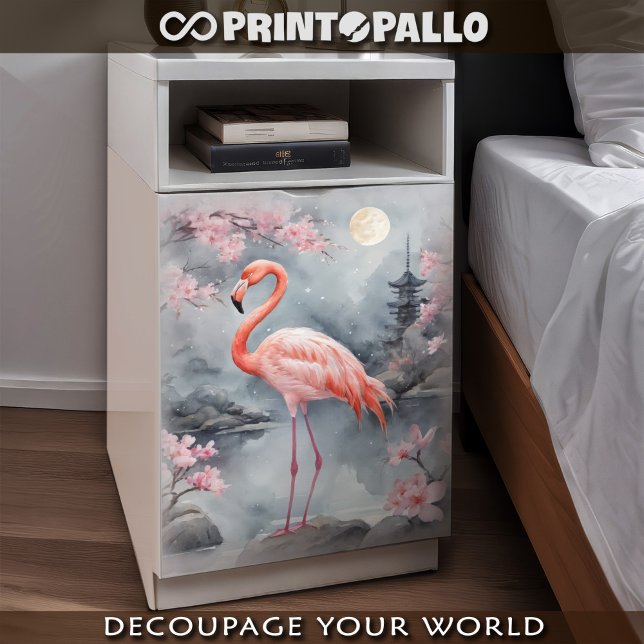 A pink flamingo in a japanese lake tissue paper (Creator Uploaded)