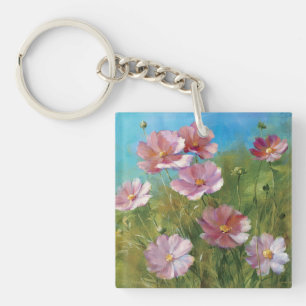A Pink Floral Garden Key Ring