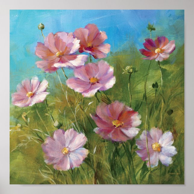 A Pink Floral Garden Poster (Front)