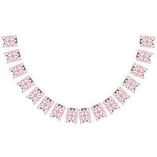 a pink flower on a brown background bunting