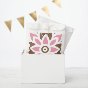 a pink flower on a brown background favour bags