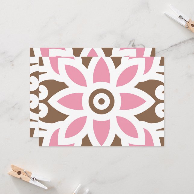 a pink flower on a brown background invitation (Front/Back In Situ)