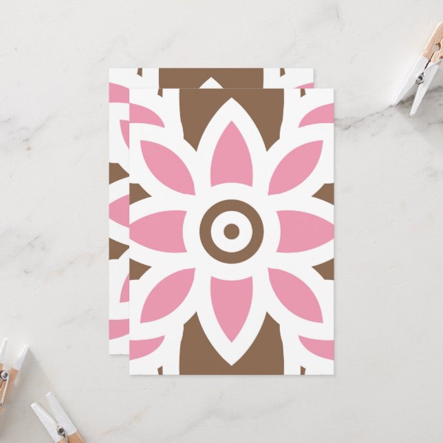 a pink flower on a brown background invitation (Front/Back In Situ)